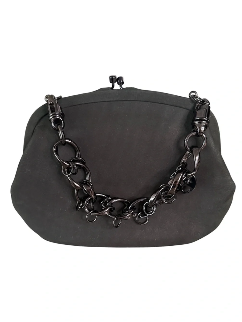 Thomas Wylde Menace Studded Black Clutch Wristlet Lambskin Chain Strap Bag